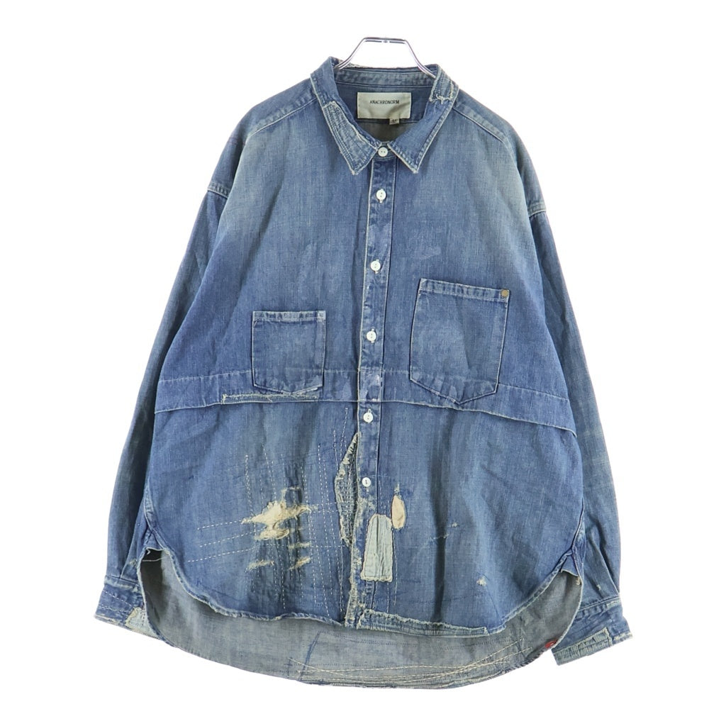 anachronorm(アナクローム) 22AW REMAKED ReSIZE WORK SHIRT リメイクド リサイズ ワークデニム長袖シャツ インディゴ AN193-R