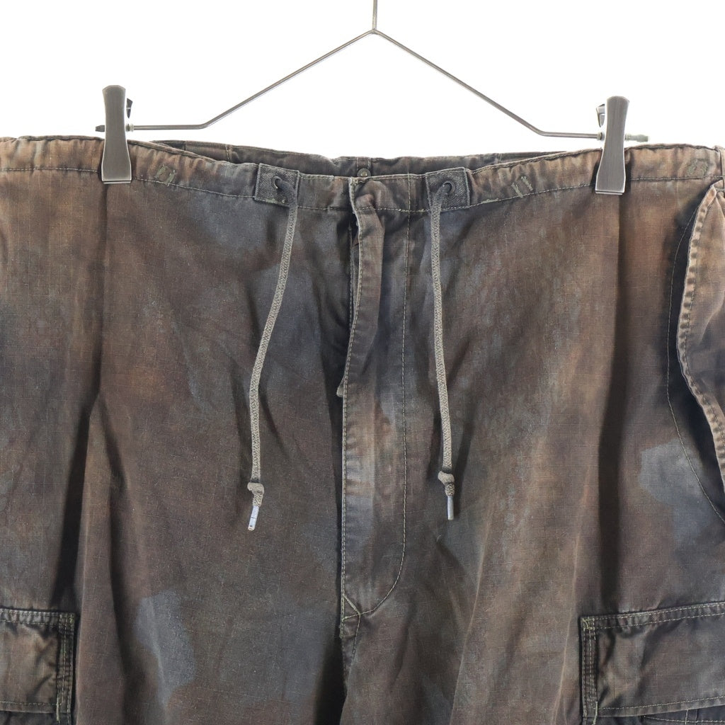 anachronorm(アナクローム) SULFUR BLACK LIP EASY PANTS サルファー ブリーチ加工 リップストップ イージーカーゴパンツ ブラウン AN460