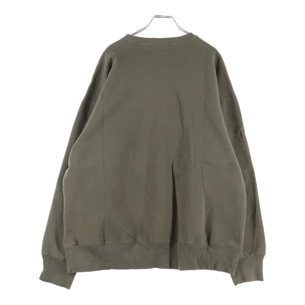 anachronorm(アナクローム) GLITCH EMBROIDERY SWEAT グリッチ フロントエンブロイダリー クルーネックスウェットシャツ トレーナー カーキ AN300