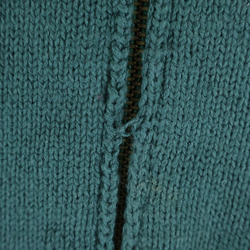 anachronorm(アナクローム) INITIAL DRIVERS KNIT イニシャルエンブロイダリー ジップアップ ドライバーズニット グリーン AN322