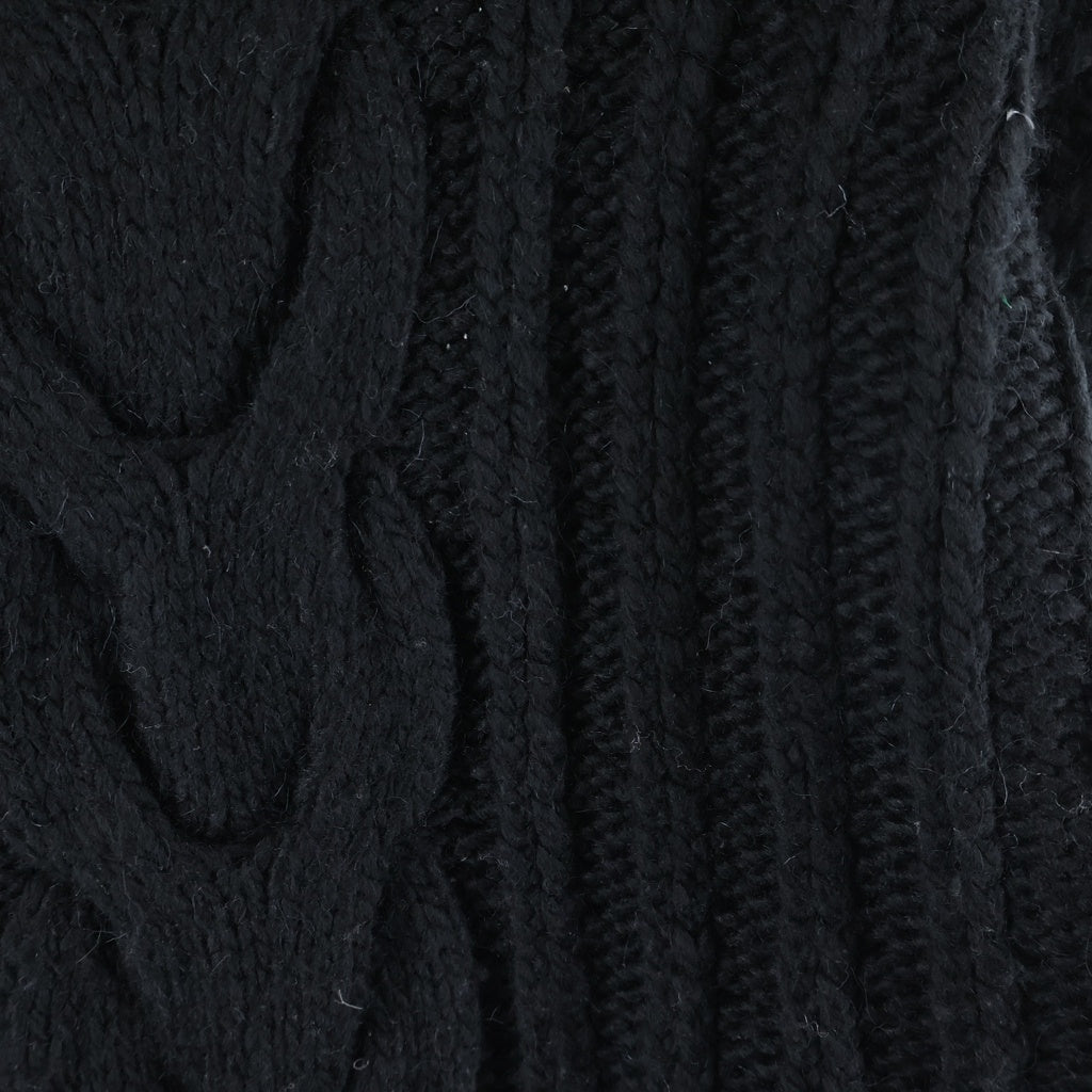 anachronorm(アナクローム) Rib Highneck Sweater ローゲージ リブハイネック ケーブルニットスウェット セーター ブラック ANA241