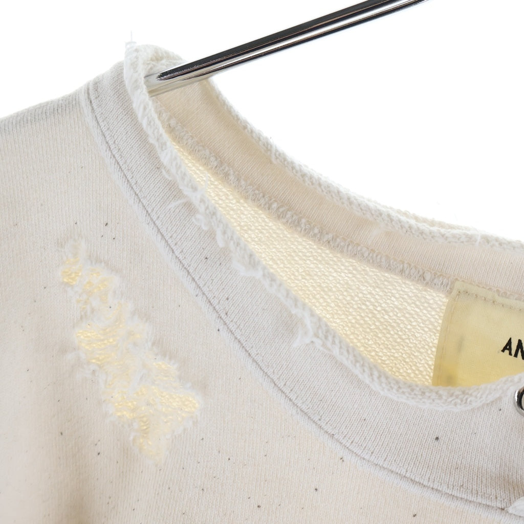 anachronorm(アナクローム) W PRINT CUT-OFF SWEAT PARKA Wプリント カットオフ スウェットシャツ トレーナー グレー AN244