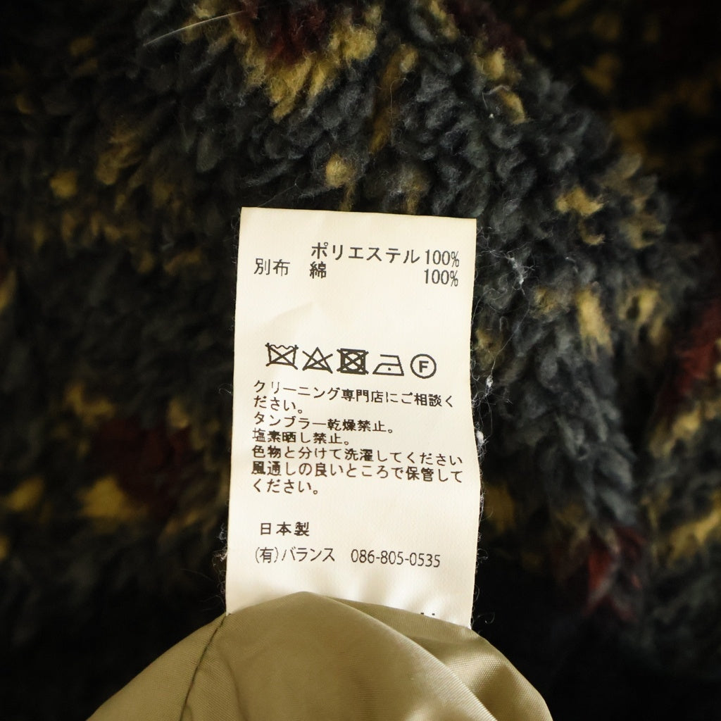 anachronorm(アナクローム) FLEECE CHINA JACKET フリース 総柄 チャイナジャケット グレー AN260