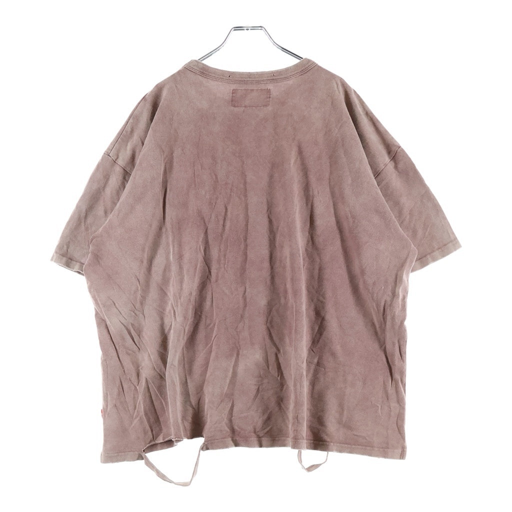 anachronorm(アナクローム) MOSS STITCH DAMAGED POCKET S/S T-S モススティッチ ダメージ加工 クルーネック半袖ポケットTシャツ カットソー ピンク AN353-D