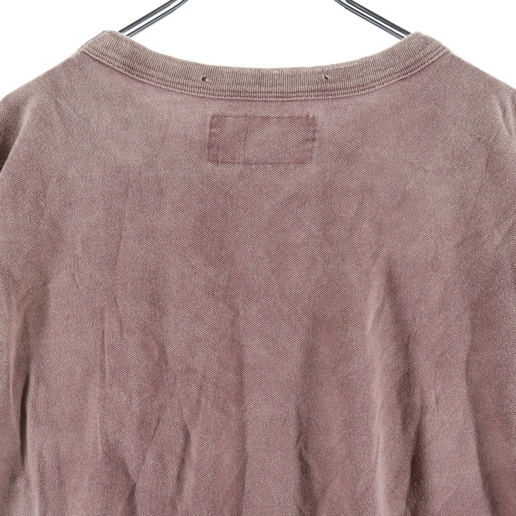 anachronorm(アナクローム) MOSS STITCH DAMAGED POCKET S/S T-S モススティッチ ダメージ加工 クルーネック半袖ポケットTシャツ カットソー ピンク AN353-D