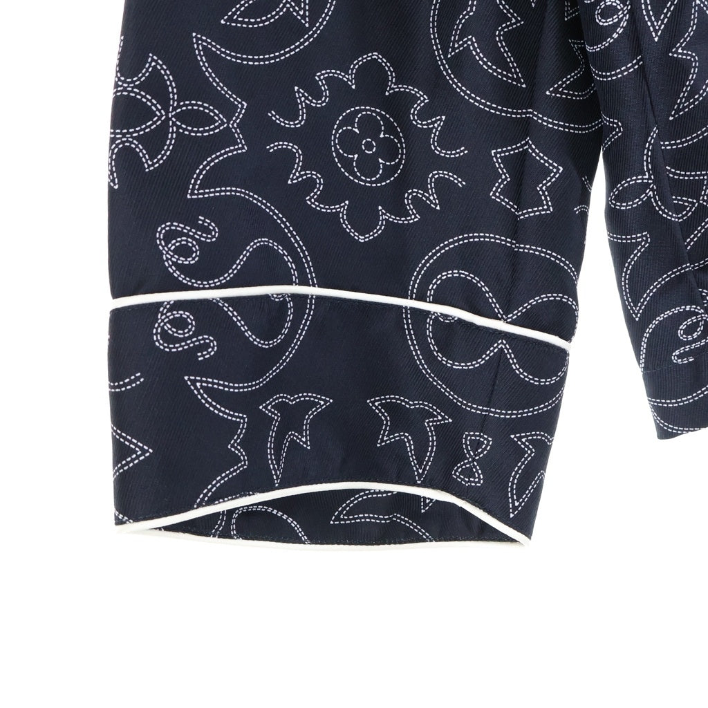 LOUIS VUITTON(ルイヴィトン) 24AW モノグラムプリントデザイン 胸ポケット シルク 長袖シャツ ブラック RM242M MRR HRS80W
