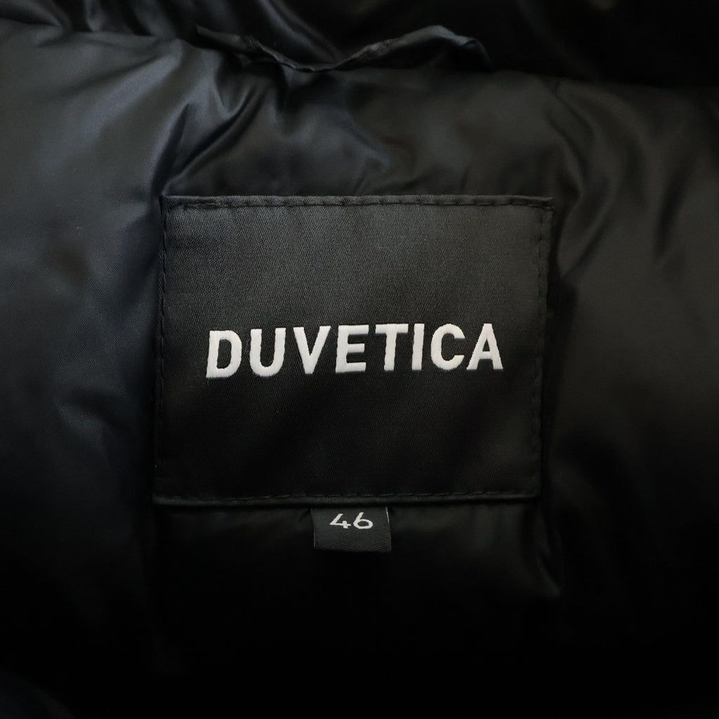 DUVETICA(デュベティカ) ロゴエンブロイダリー マルチポケット フーデッド ミドル丈 ダウンジャケット ネイビー