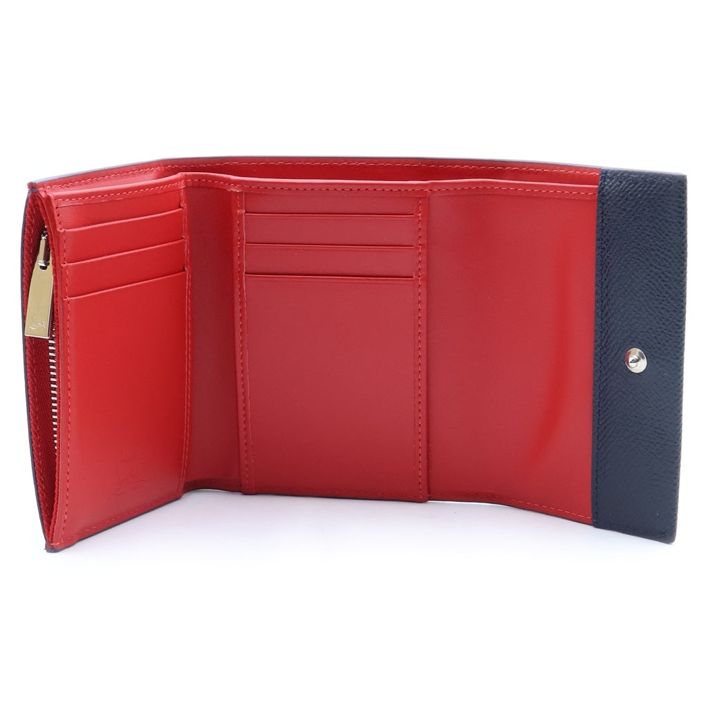 CHRISTIAN LOUBOUTIN(クリスチャンルブタン) GROOVY グルービー CLロゴ 三つ折り レザー ウォレット 財布 ネイビー 3245110 BL1U レディース