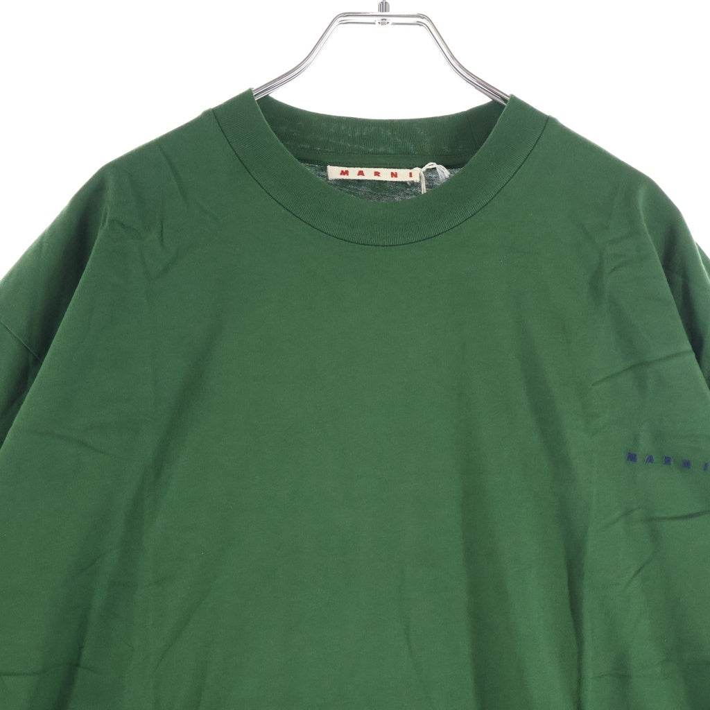 MARNI(マルニ) コットン ロゴエンブロイダリー クルーネック半袖Tシャツ カットソー グリーン HUMU0223EX UTCZ68