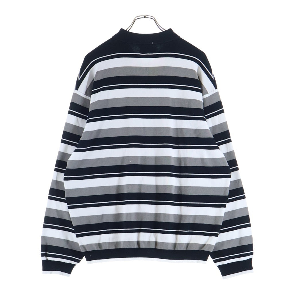 SUPREME(シュプリーム) 24AW Stripe Zip L/S Polo ストライプ ハーフジップ 長袖ポロシャツ ブラック/グレー/ホワイト