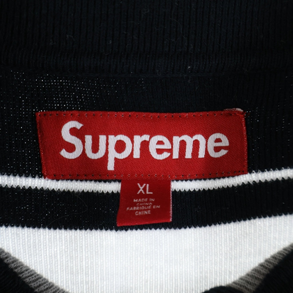 SUPREME(シュプリーム) 24AW Stripe Zip L/S Polo ストライプ ハーフジップ 長袖ポロシャツ ブラック/グレー/ホワイト