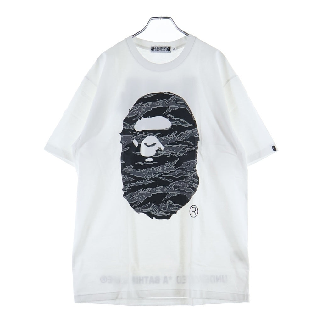 A BATHING APE(アベイシングエイプ) 18AW ×UNDEFEATED APEHEAD TEE アンディフィーテッド エイプヘッド カモ柄プリントTシャツ 半袖クルーネックカットソー ホワイト 1E73110903