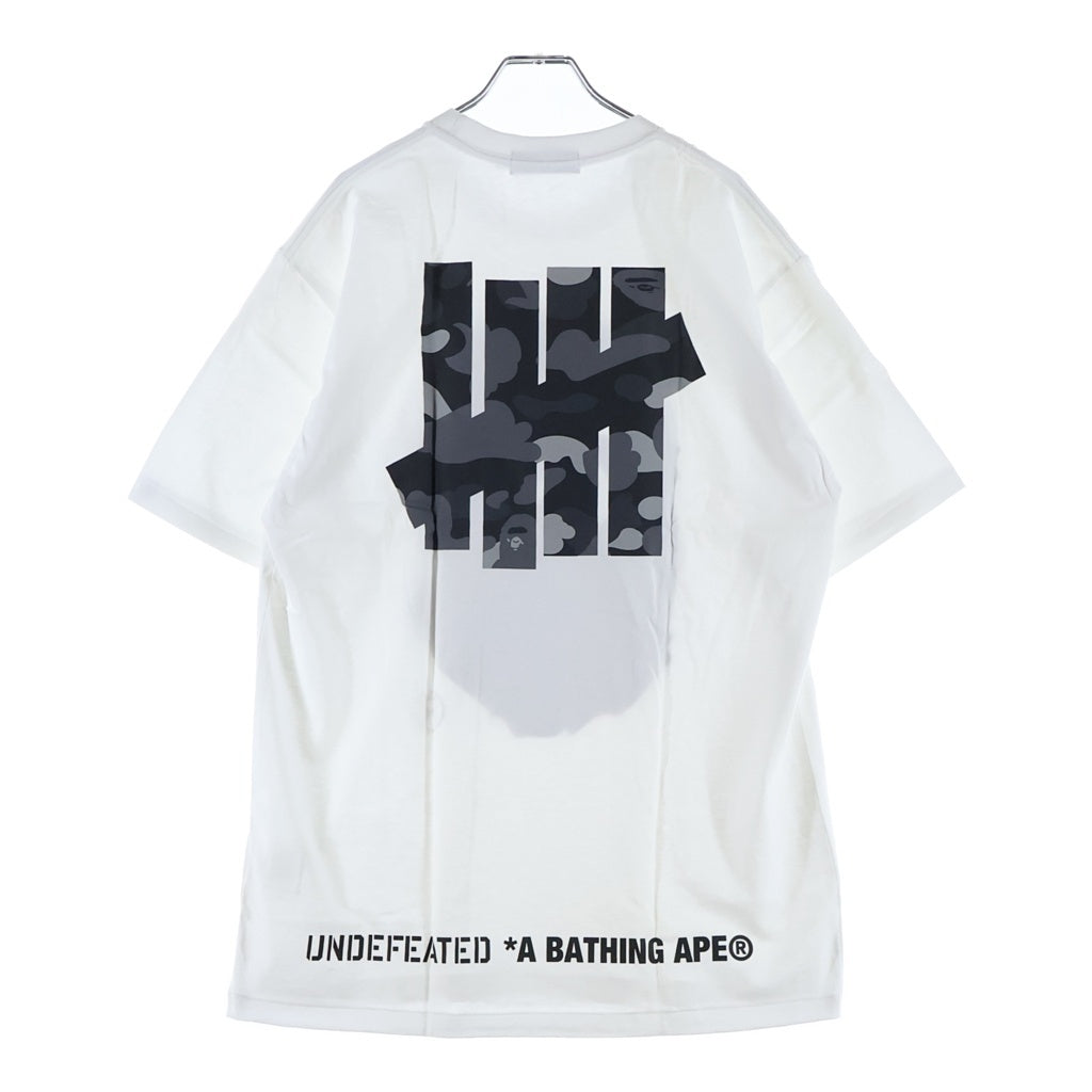A BATHING APE(アベイシングエイプ) 18AW ×UNDEFEATED APEHEAD TEE アンディフィーテッド エイプヘッド カモ柄プリントTシャツ 半袖クルーネックカットソー ホワイト 1E73110903