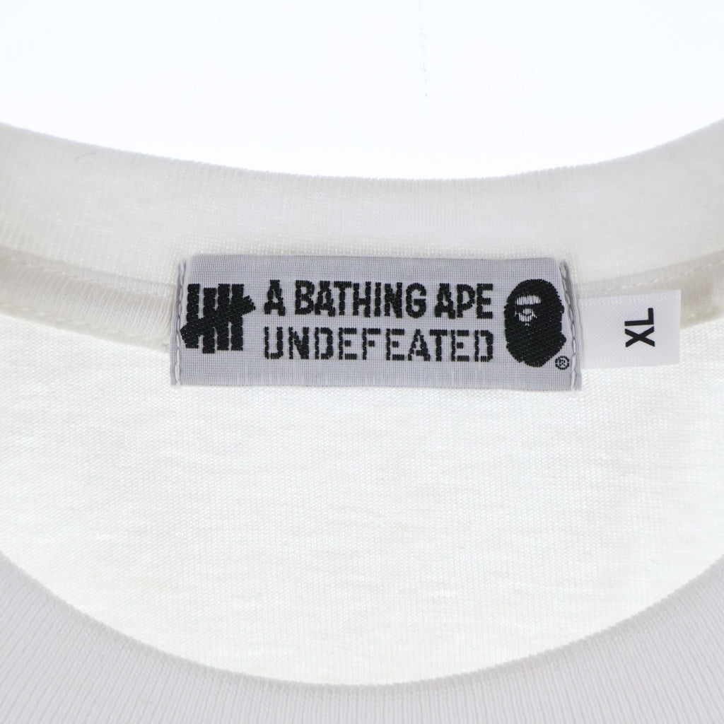 A BATHING APE(アベイシングエイプ) 18AW ×UNDEFEATED APEHEAD TEE アンディフィーテッド エイプヘッド カモ柄プリントTシャツ 半袖クルーネックカットソー ホワイト 1E73110903