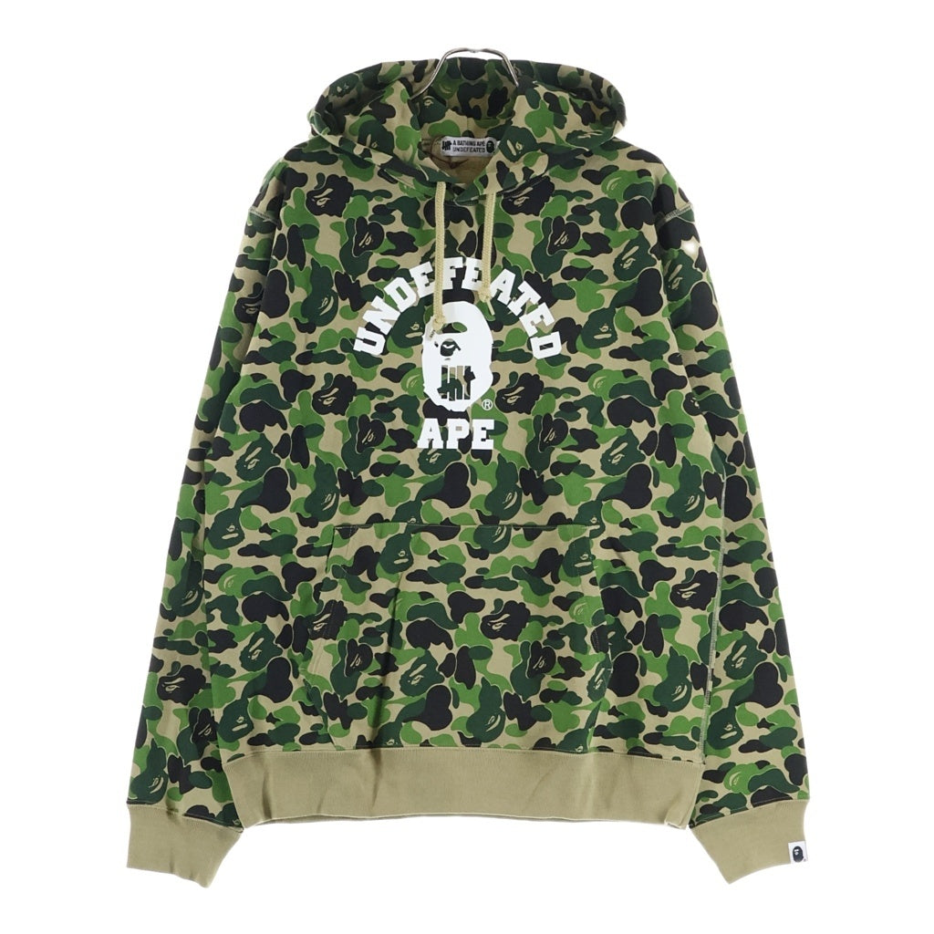 A BATHING APE(アベイシングエイプ) 18SS ×UNDEFEATED ABC COLLEGE PULLOVER HOODIE アンディフィーテッド ABCカモ フロントカレッジロゴ プルオーバースウェットパーカー グリーン 1E23114908