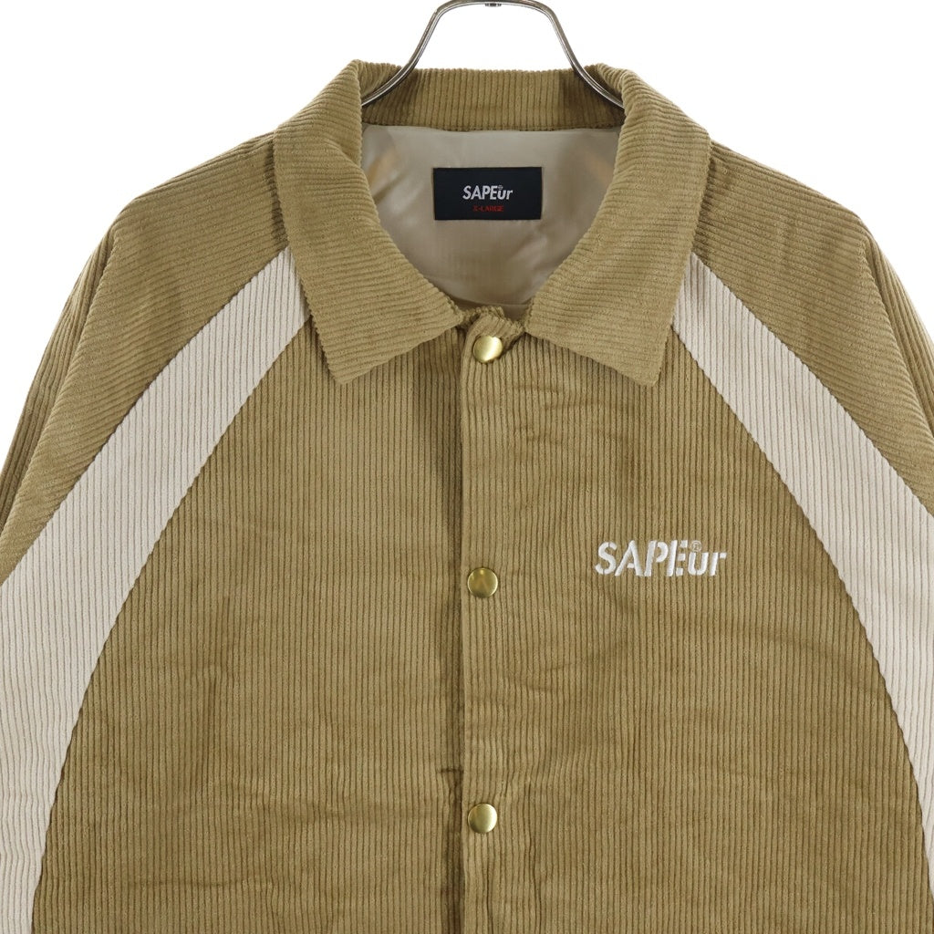 SAPEur(サプール) 24SS CORDUROY TRACK COACH JACKET コーデュロイ 胸ロゴ刺繍 トラックコーチジャケット ブラウン/ホワイト A0023-485