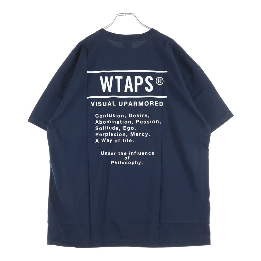 WTAPS(ダブルタップス) 25SS CONTAINING 02 SS / COTTON コンテニング 両面ロゴプリントTシャツ 半袖クルーネックカットソー ネイビー 251ATDT-STM10S