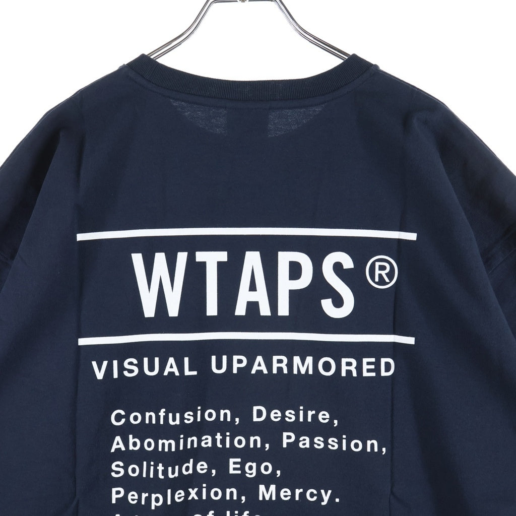 WTAPS(ダブルタップス) 25SS CONTAINING 02 SS / COTTON コンテニング 両面ロゴプリントTシャツ 半袖クルーネックカットソー ネイビー 251ATDT-STM10S