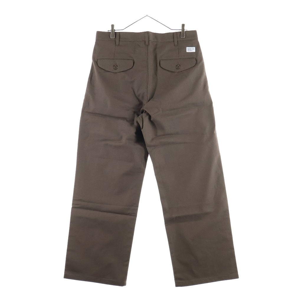 WTAPS(ダブルタップス) 25SS WRKT2503 TROUSERS / COTTON. TWILL 2タック ワークトラウザー ストレートパンツ ブラウン 251CWDT-PTM10