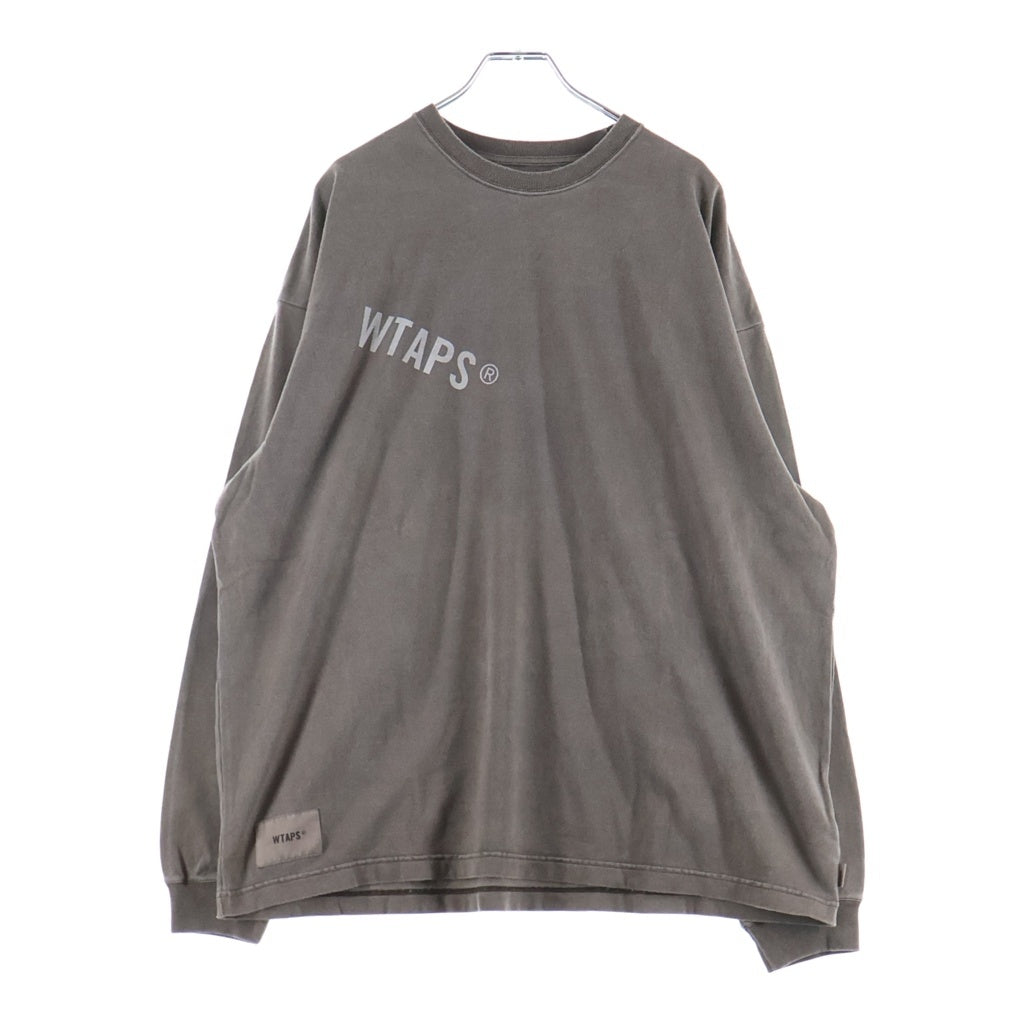 WTAPS(ダブルタップス) 26AW SIGN-OD LS / COTTON 顔料染め フロントロゴプリントTシャツ 長袖クルーネックカットソー ブラウン 262ATDT-CSM22