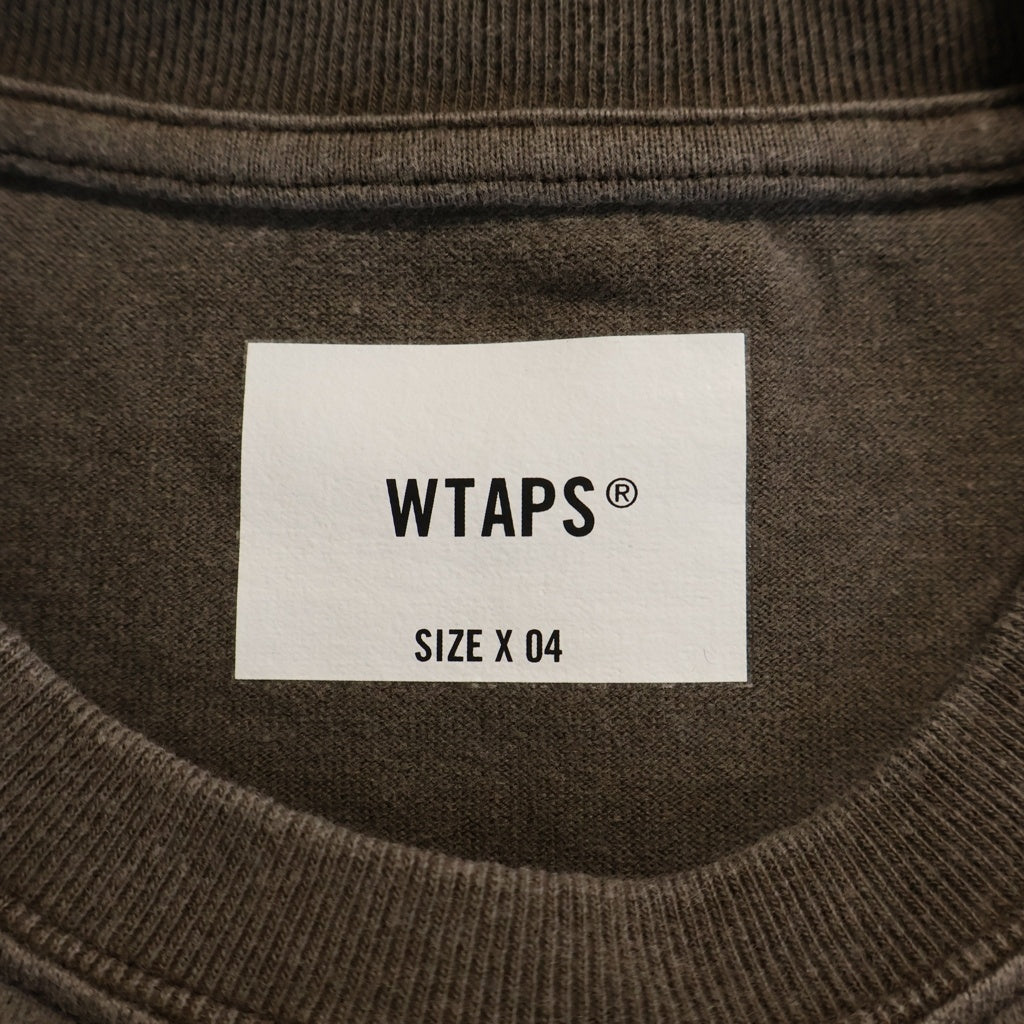 WTAPS(ダブルタップス) 26AW SIGN-OD LS / COTTON 顔料染め フロントロゴプリントTシャツ 長袖クルーネックカットソー ブラウン 262ATDT-CSM22
