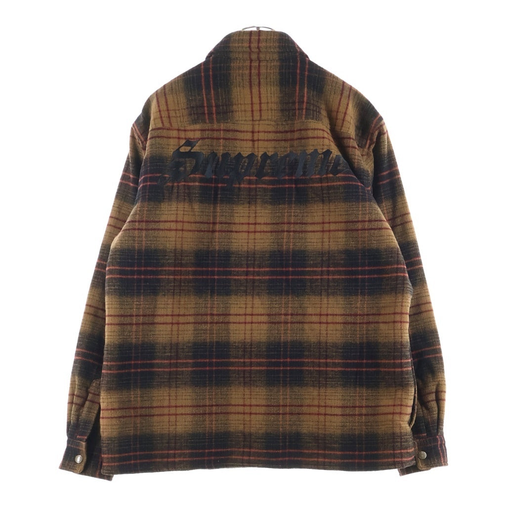 SUPREME(シュプリーム) 23AW Lined Flannel Snap Shirt ラインド フランネル バックロゴ刺繍 裏地ボア スナップ長袖シャツ ブラウン