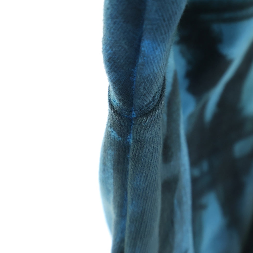BALENCIAGA(バレンシアガ) 23SS MEDIUM FIT ZIP-UP HOODIE グラフィックペイントダメージ加工 スケータージップアップパーカー フーディー ブルー 744457 TOVA8