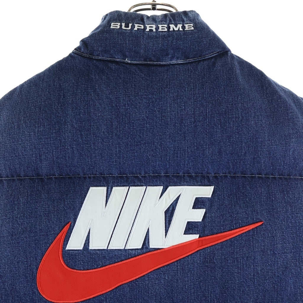 SUPREME(シュプリーム) 24SS ×NIKE Denim Puffer Vest ナイキ バックロゴエンブロイダリー デニム パファーベスト インディゴ FQ0323-451