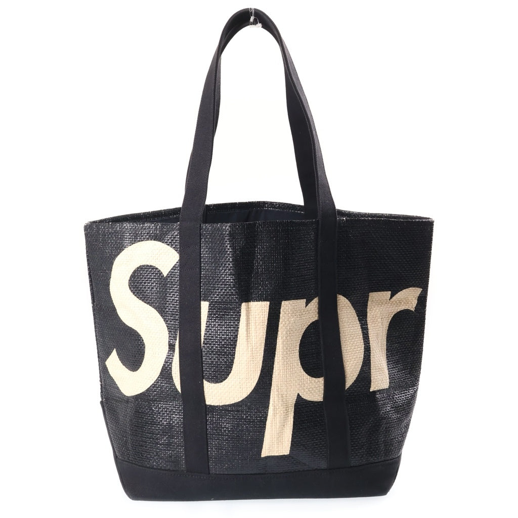 SUPREME(シュプリーム) 20SS Raffia Tote ロゴプリント ラフィアトートバッグ ブラック レディース