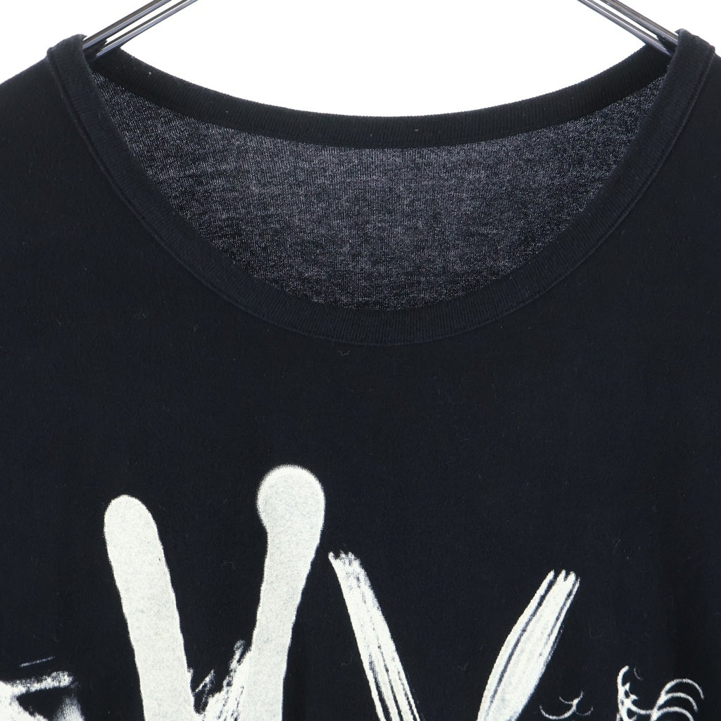 Y's(ワイズ) PIGMENT PRINT BIG TEE ピグメント プリント ビッグ クルーネック半袖Tシャツ カットソー レディース ブラック YQ-T27-678