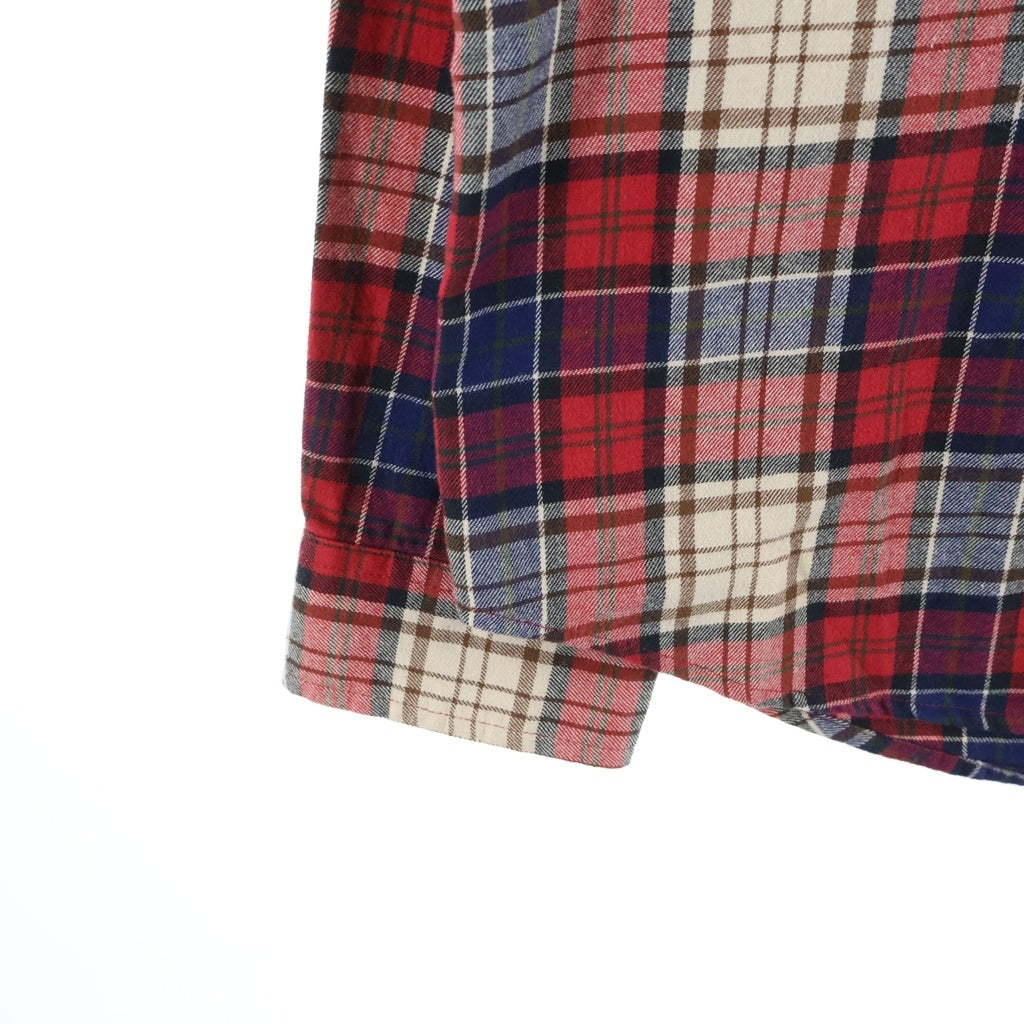 SUPREME(シュプリーム) 26AW Applique Hooded Flannel Shirt アップリケロゴ スウェットフーディドッキング フランネル長袖シャツ レッド