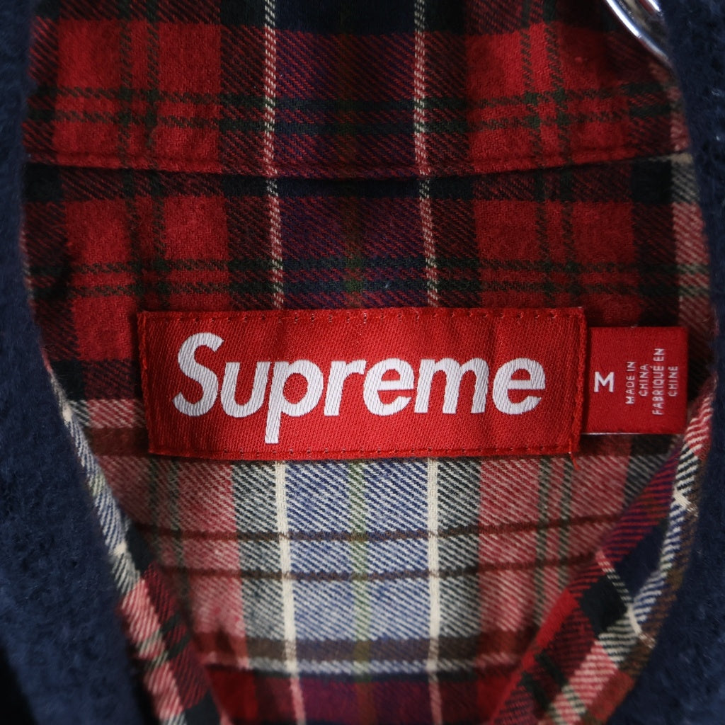 SUPREME(シュプリーム) 26AW Applique Hooded Flannel Shirt アップリケロゴ スウェットフーディドッキング フランネル長袖シャツ レッド