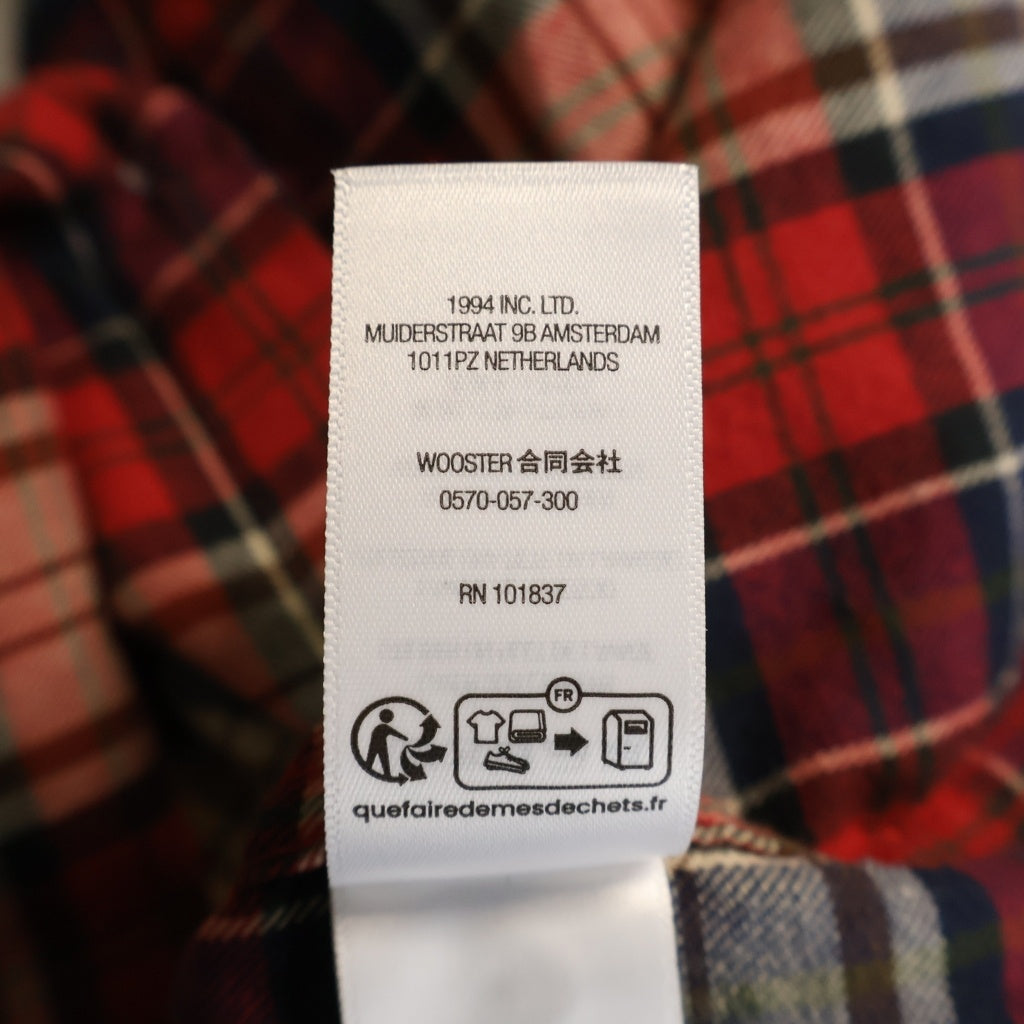 SUPREME(シュプリーム) 26AW Applique Hooded Flannel Shirt アップリケロゴ スウェットフーディドッキング フランネル長袖シャツ レッド