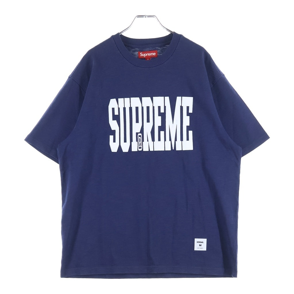 SUPREME(シュプリーム) 26AW Stretch Applique S/S Top ストレッチコットン アップリケロゴ クルーネック 半袖Tシャツ カットソー ネイビー