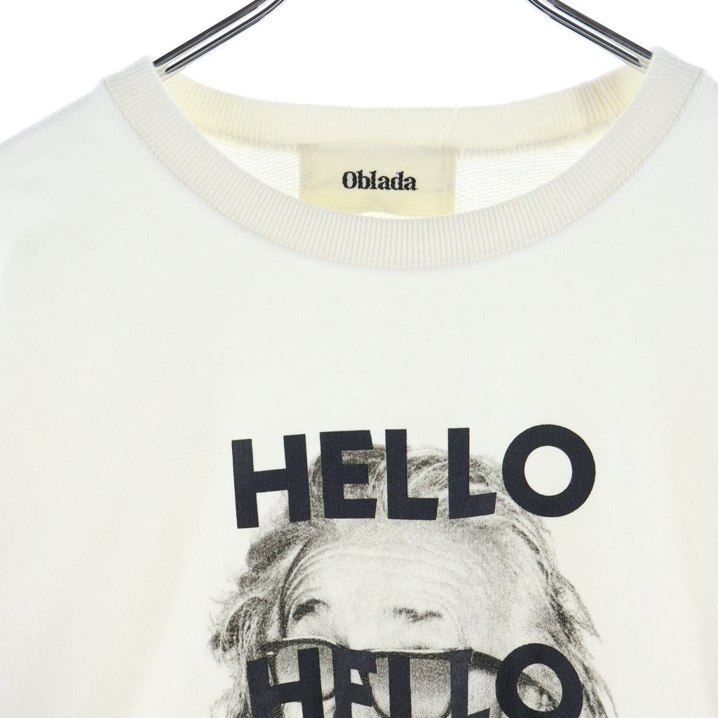 NO BRAND(ノーブランド) OBLADA オブラダ HELLO ハロー クルーネック スウェット トレーナー ホワイト S2510CU17
