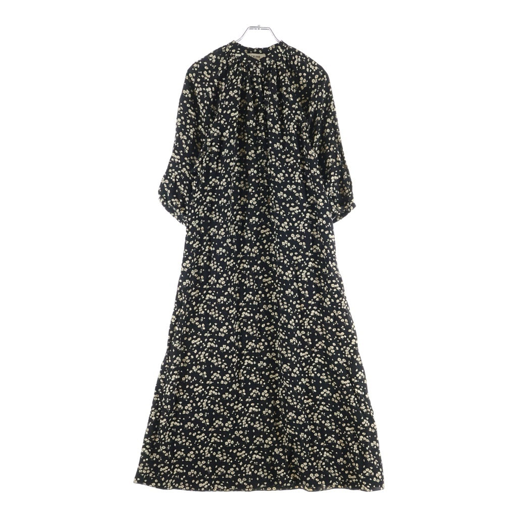 CELINE(セリーヌ) フォークボタン プラケット付 デイジー 花柄 レーヨン ロングワンピース レディース ブラック 2R091564D