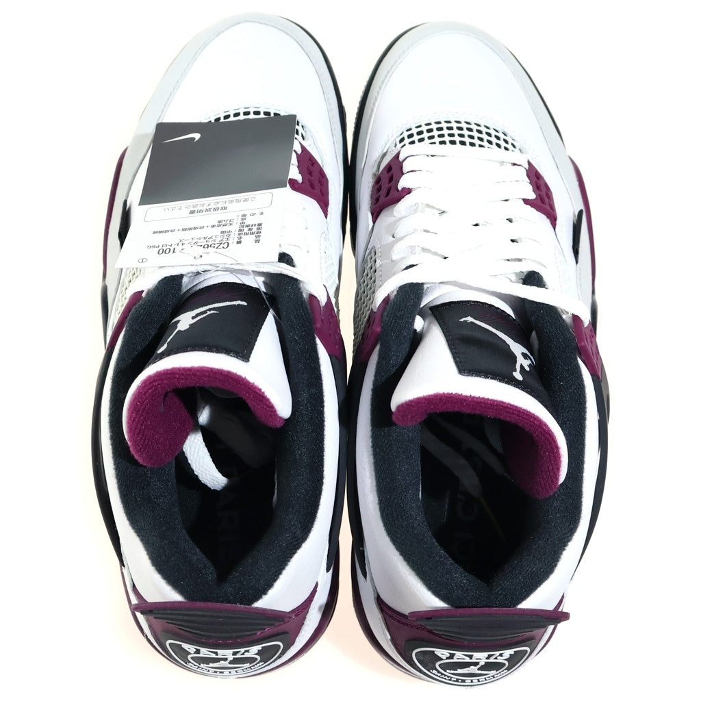 NIKE(ナイキ) ×PARIS SAINT-GERMAIN AIR JORDAN 4 RETRO パリサンジェルマン エアジョーダン レトロ ハイカットスニーカー ホワイト/パープル US9/27cm CZ5624-100