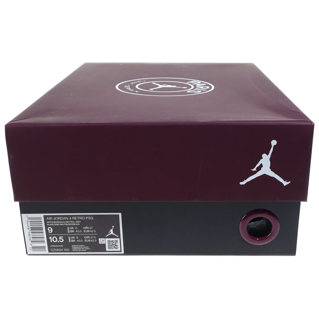NIKE(ナイキ) ×PARIS SAINT-GERMAIN AIR JORDAN 4 RETRO パリサンジェルマン エアジョーダン レトロ ハイカットスニーカー ホワイト/パープル US9/27cm CZ5624-100