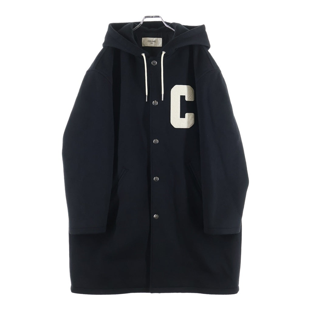 CELINE(セリーヌ) 23AW COLLEGE PARKA IN DOUBLE FACE WOOL ダブルフェイス ウール カレッジパーカー ロングコート ブラック 2V73S553R