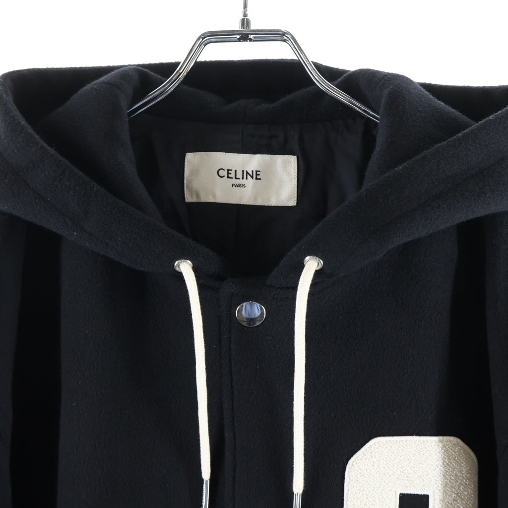 CELINE(セリーヌ) 23AW COLLEGE PARKA IN DOUBLE FACE WOOL ダブルフェイス ウール カレッジパーカー ロングコート ブラック 2V73S553R
