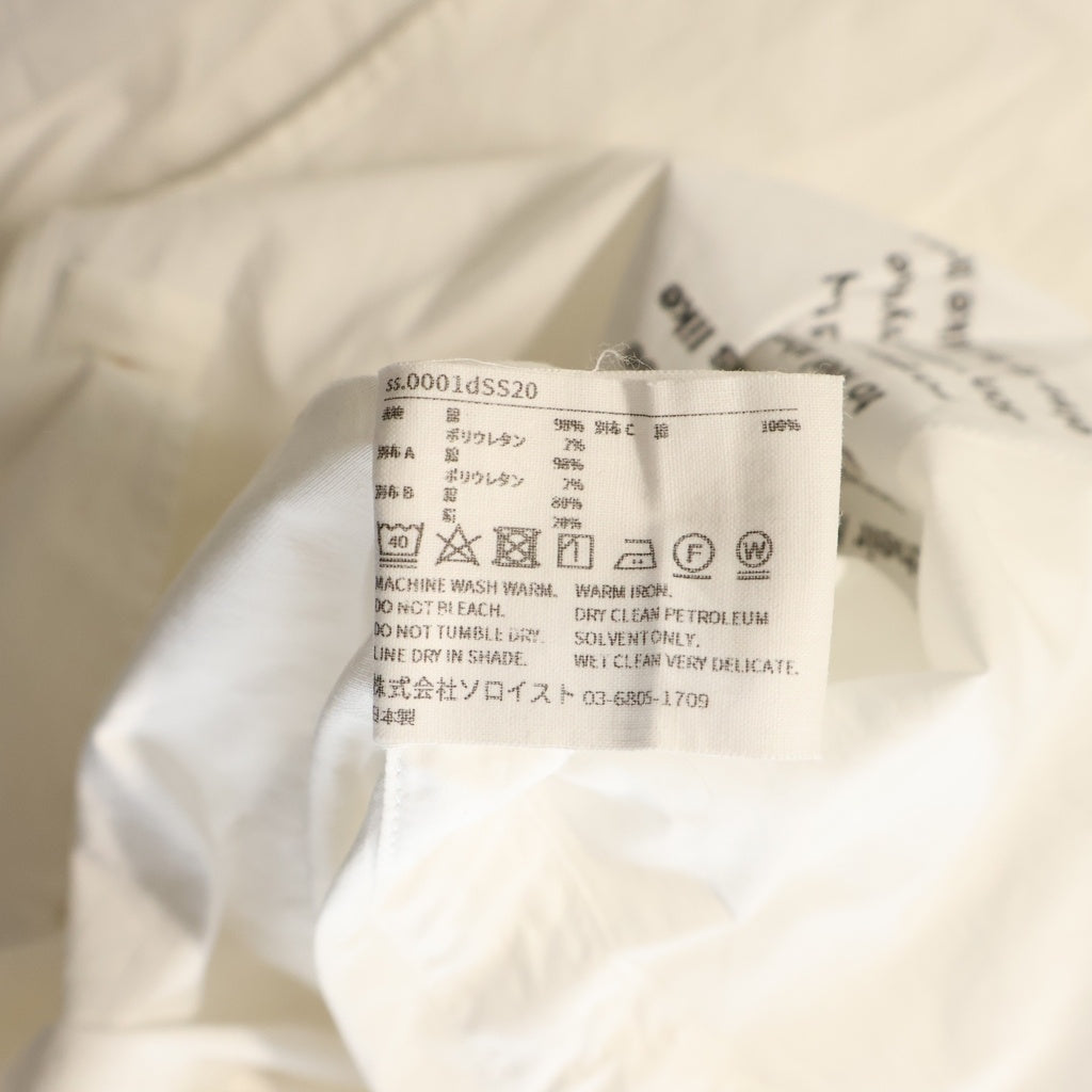 TAKAHIROMIYASHITA The SoloIst.(タカヒロミヤシタザソロイスト) 20SS Band Collar Shirt コットン バンドカラー 長袖ドレスシャツ ホワイト 0001DSS20