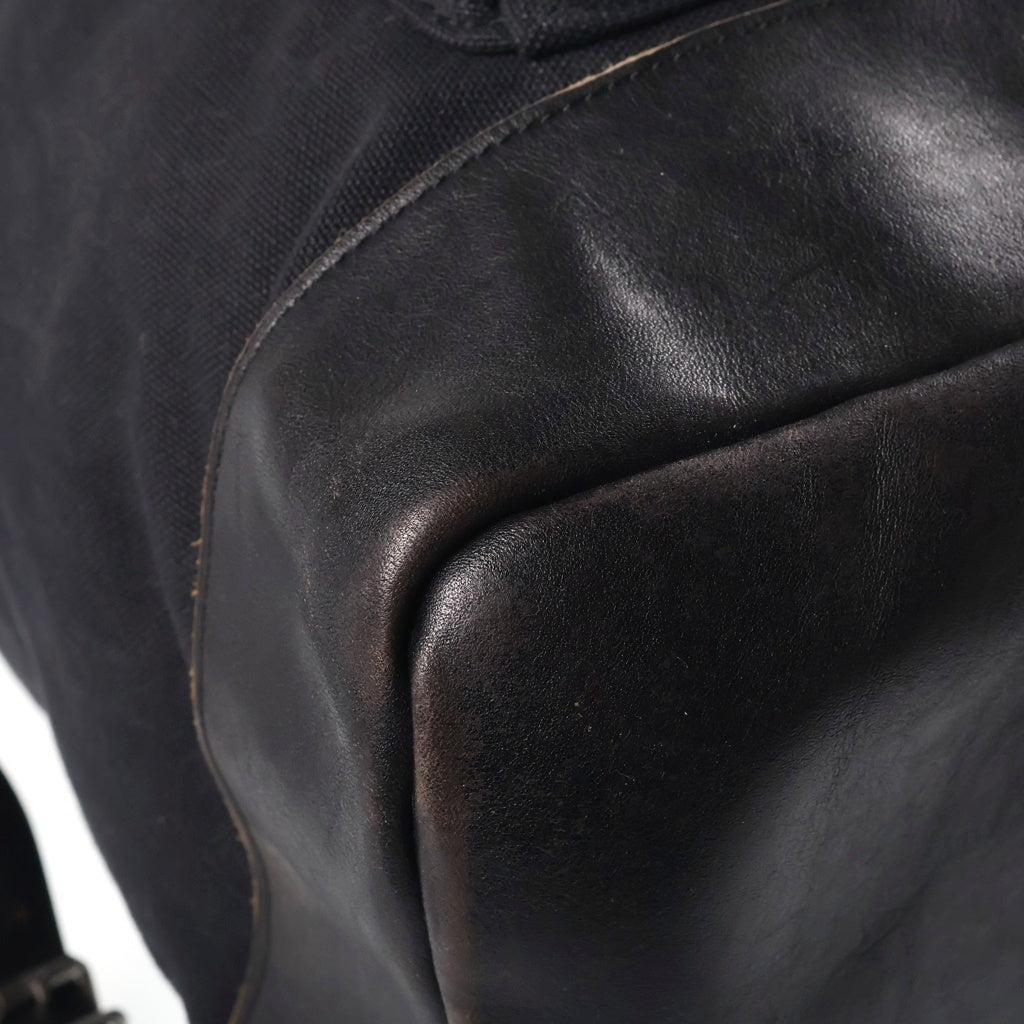 COMME des GARCONS HOMME(コムデギャルソンオム) ドローストリング レザー切替 コットンキャンバス リュックサック バックパック ブラック HH-K 205