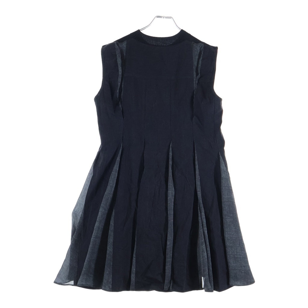 Sacai(サカイ) 26SS Denim x Knit Dress デニム ニット 切り替え ノースリーブドレス ワンピース ブラック レディース 26-08472