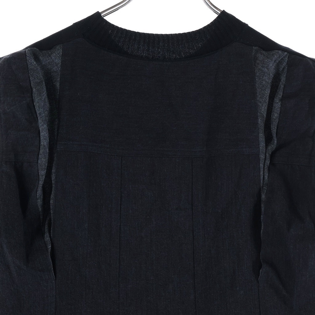 Sacai(サカイ) 26SS Denim x Knit Dress デニム ニット 切り替え ノースリーブドレス ワンピース ブラック レディース 26-08472
