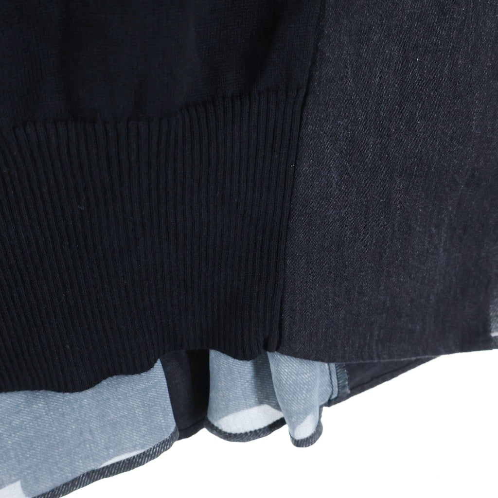 Sacai(サカイ) 26SS Denim x Knit Dress デニム ニット 切り替え ノースリーブドレス ワンピース ブラック レディース 26-08472