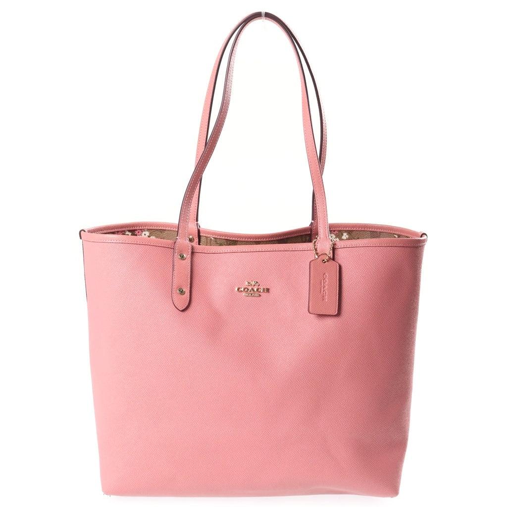 COACH(コーチ) シグネチャー フローラルプリント リバーシブル PVCレザー トートバッグ ブラウン/ピンク F29547 レディース