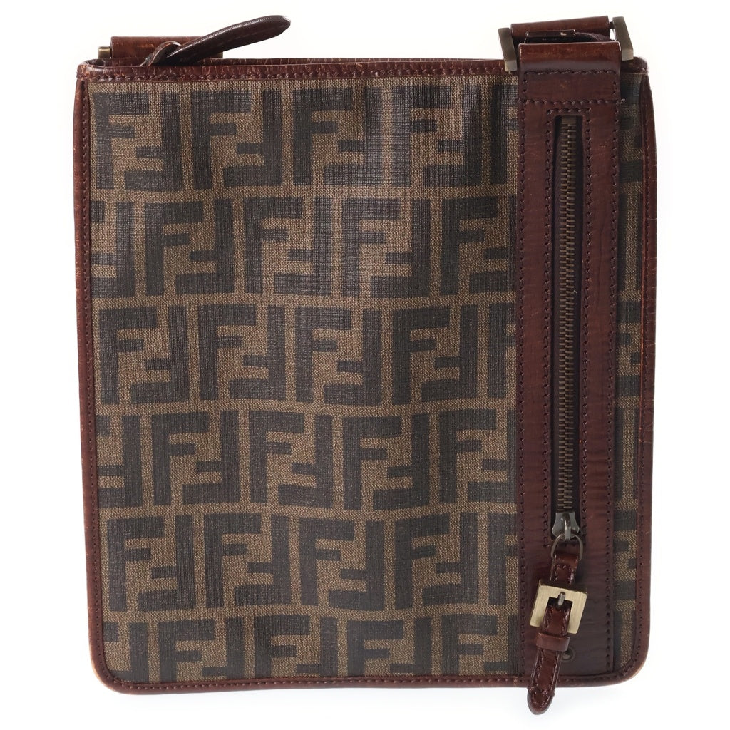 FENDI(フェンディ) ズッカ柄 PVCレザー ゴールド金具 ショルダーバッグ ブラウン