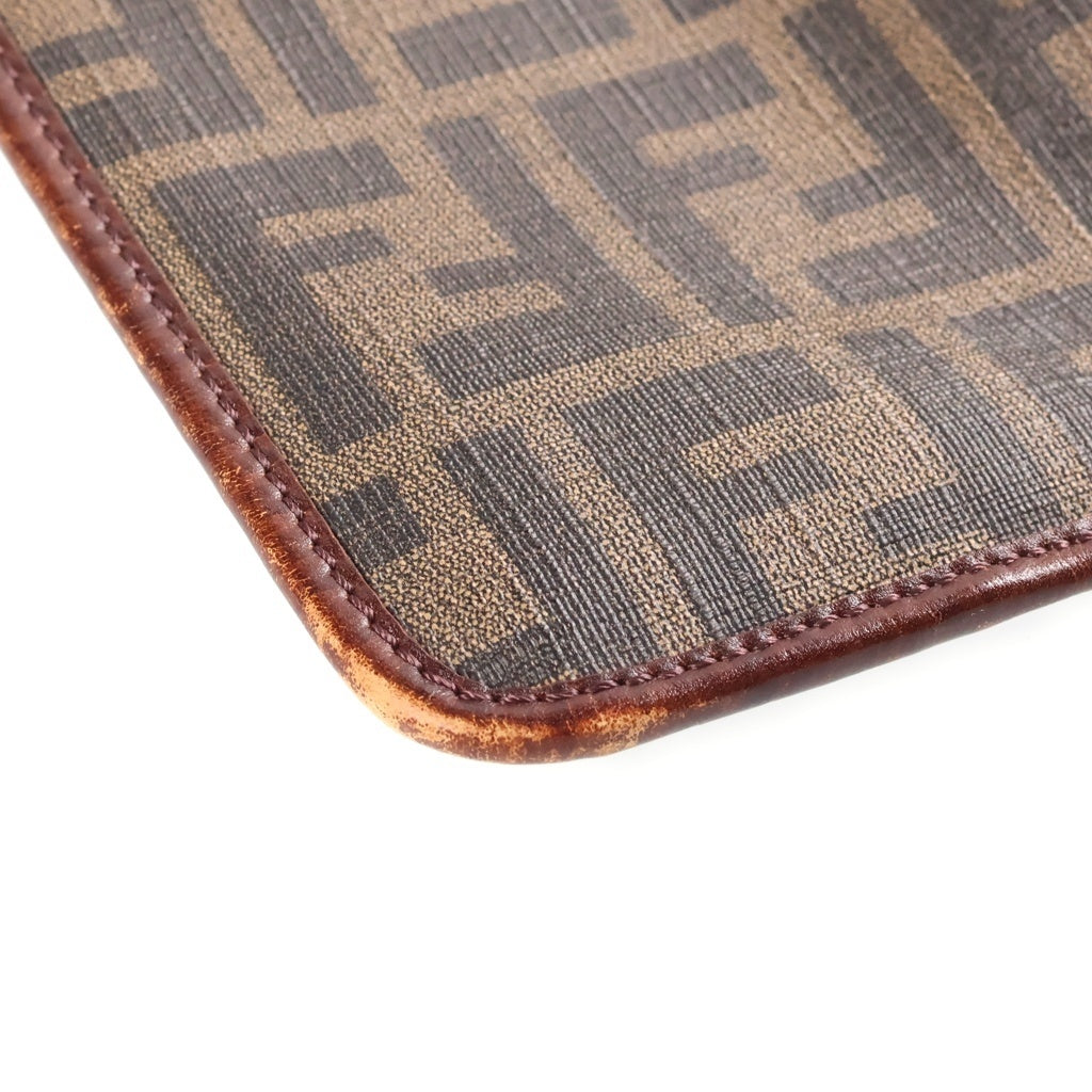 FENDI(フェンディ) ズッカ柄 PVCレザー ゴールド金具 ショルダーバッグ ブラウン
