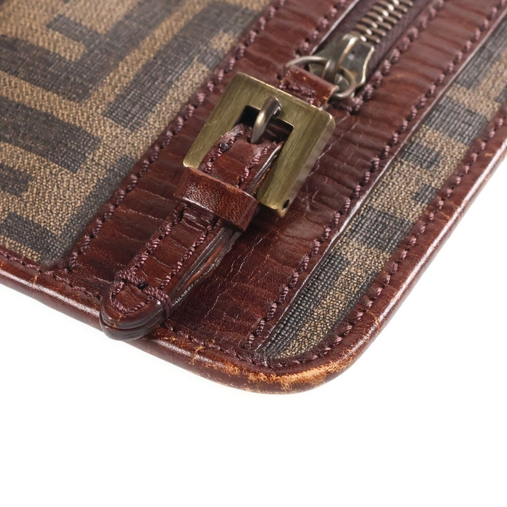 FENDI(フェンディ) ズッカ柄 PVCレザー ゴールド金具 ショルダーバッグ ブラウン