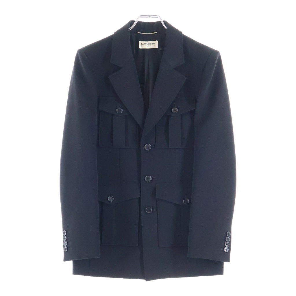 SAINT LAURENT PARIS(サンローランパリ) 23SS マルチポケット サハリエンヌ サファリジャケット ブラック 731986 Y7E61